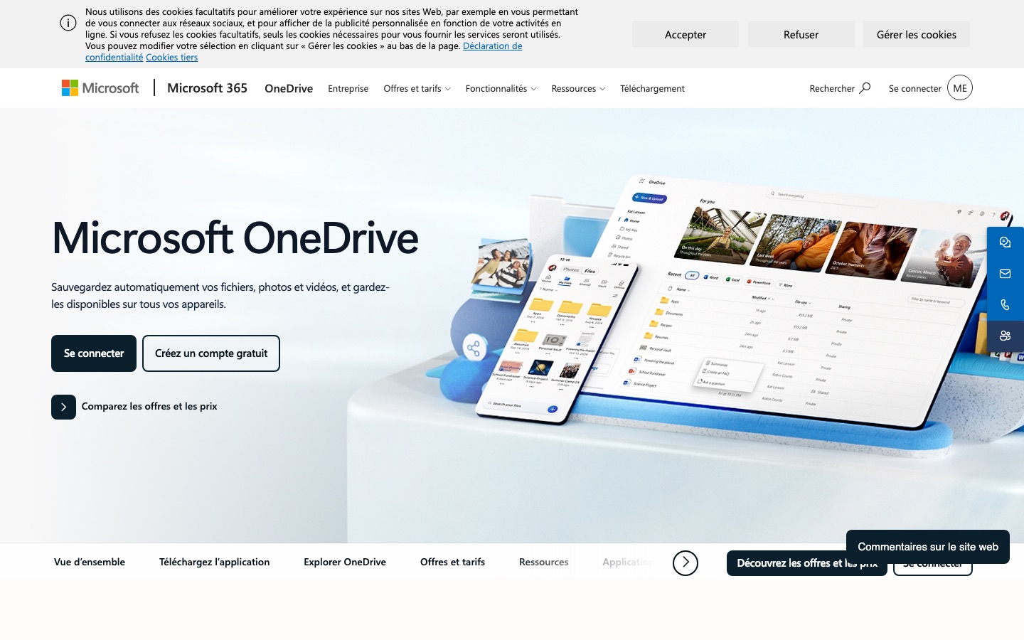 Page d'accueil de OneDrive
