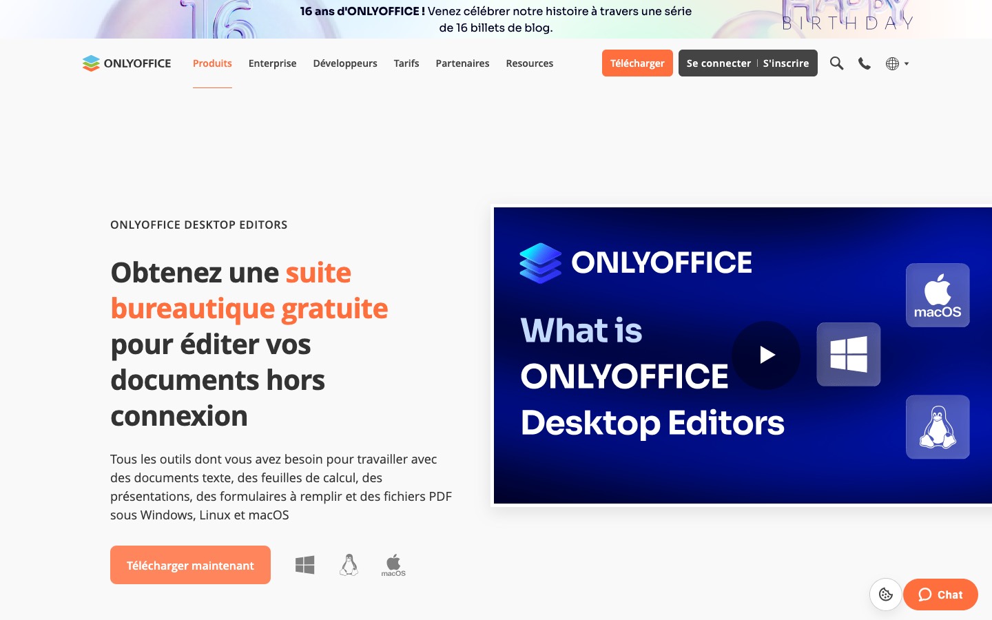 Page d'accueil d'ONLYOFFICE Desktop Editors