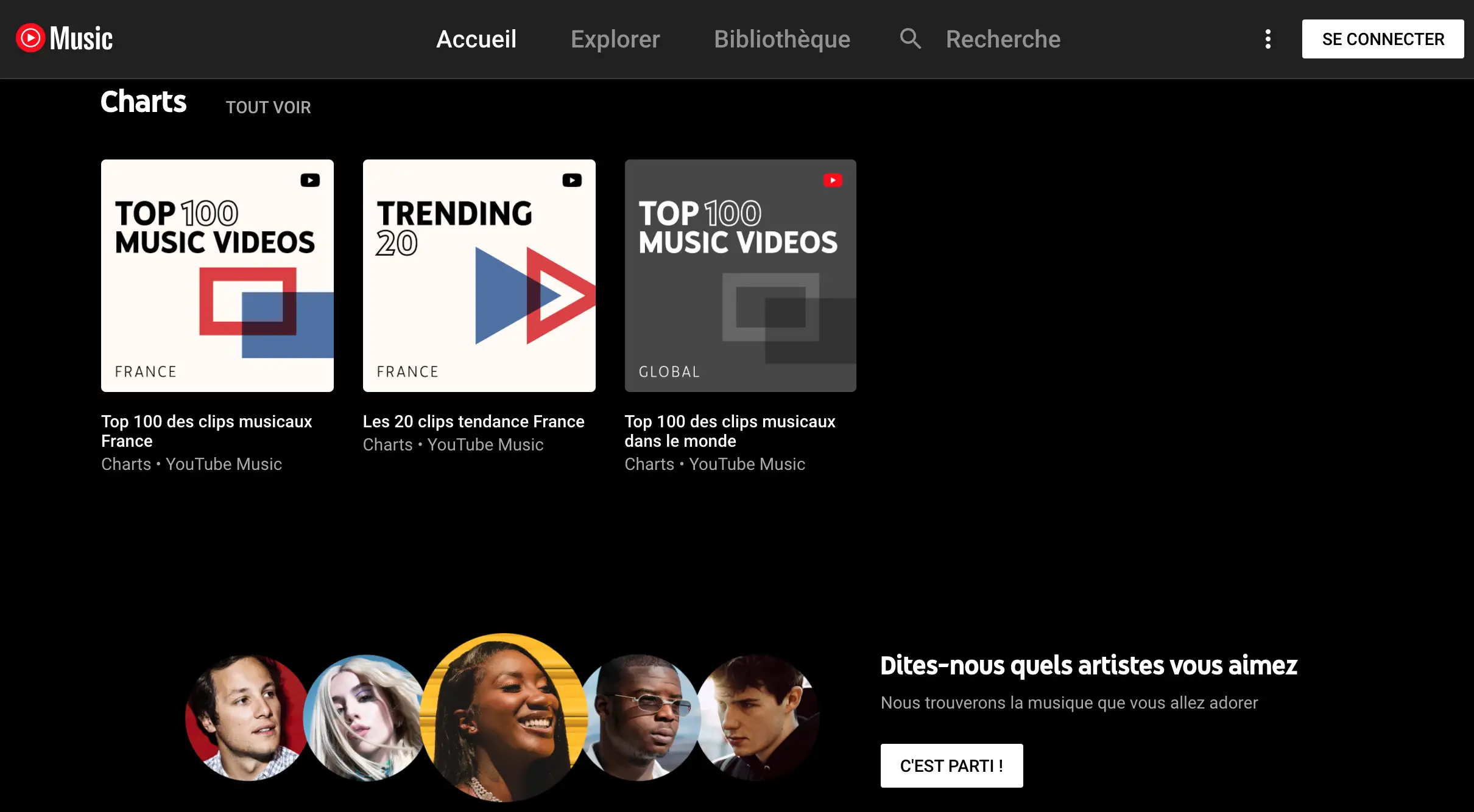 Interface YouTube Music