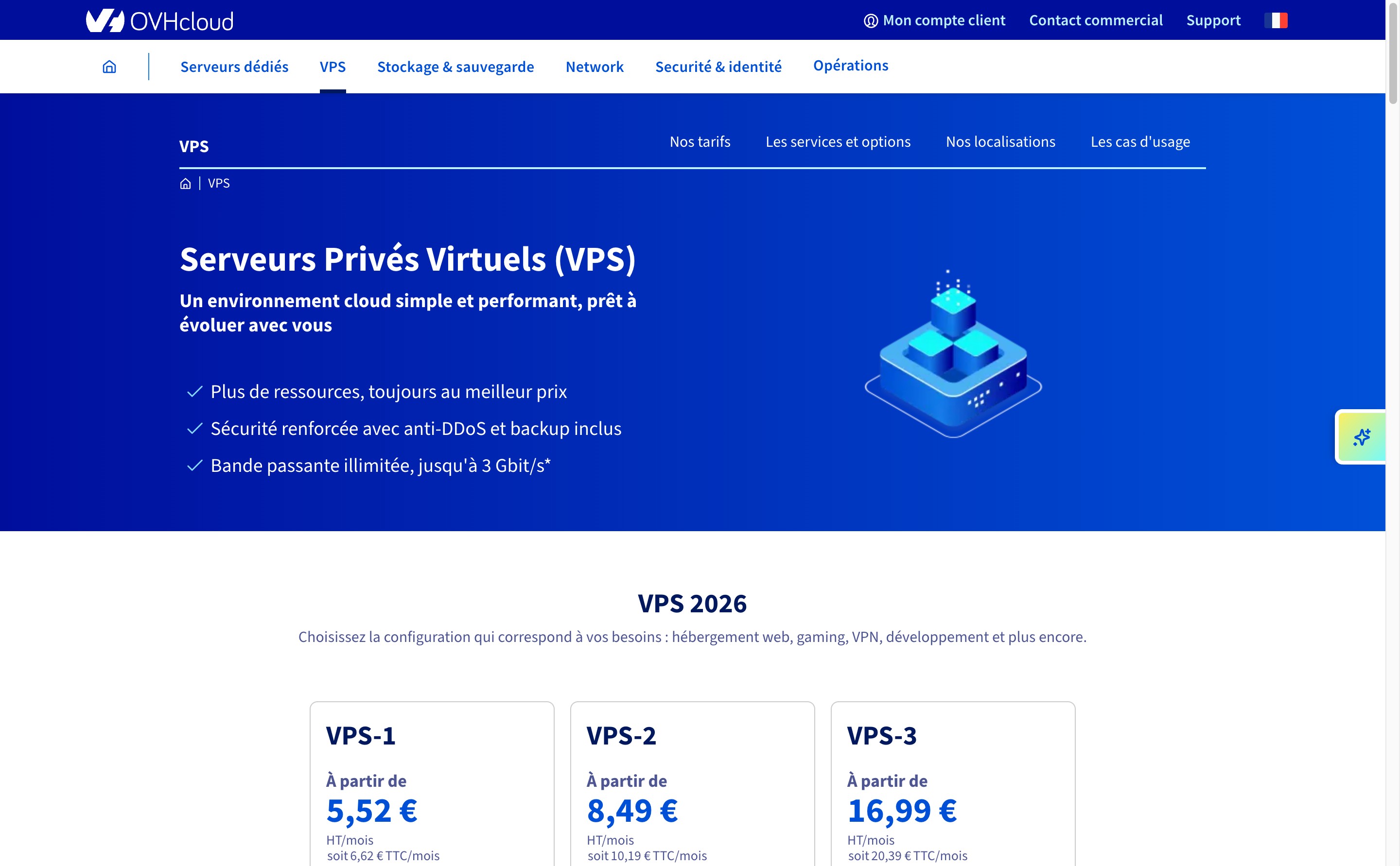 Page VPS OVHcloud