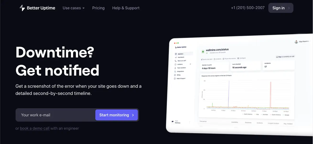 Better Uptime — tableau de bord de monitoring