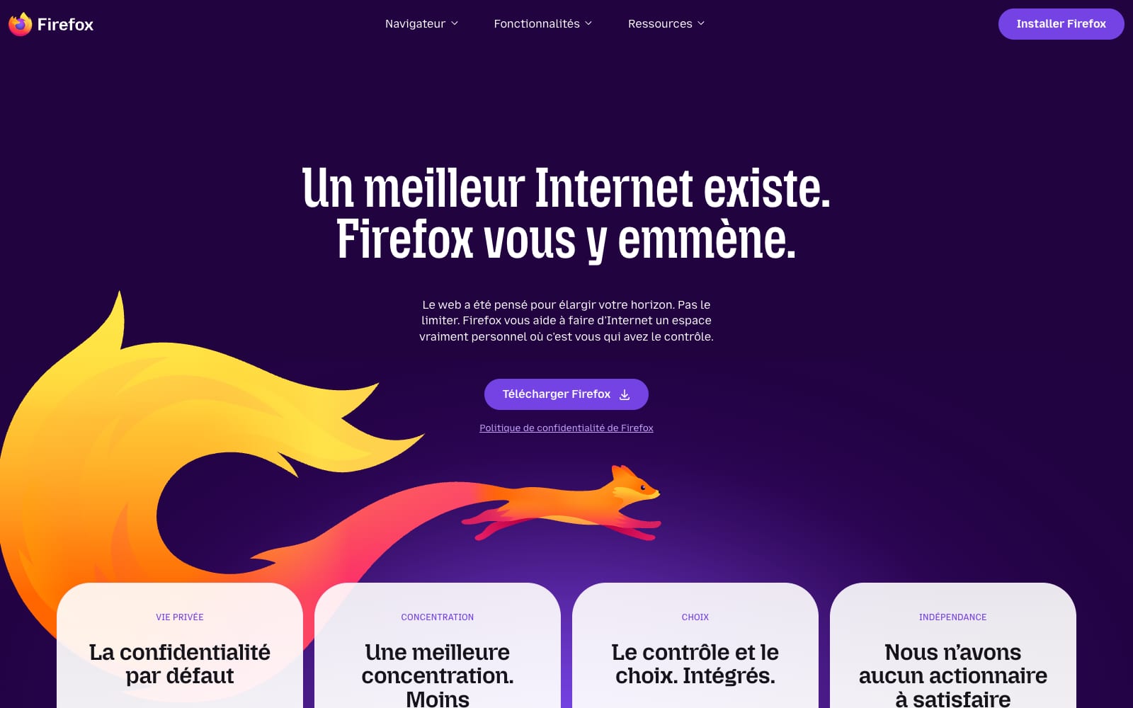 Page d’accueil de Firefox