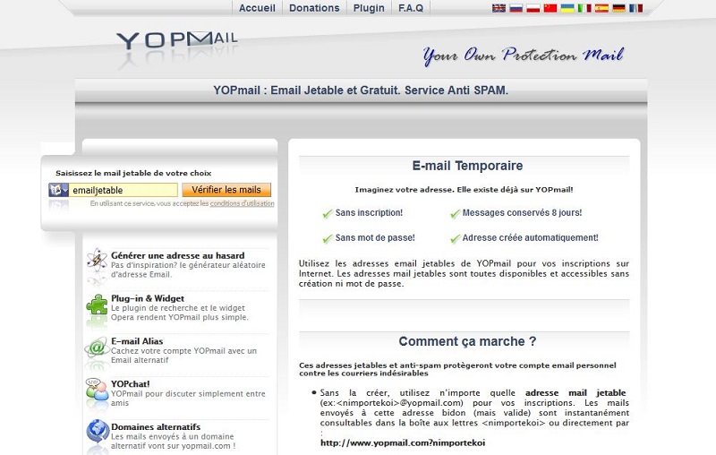 YOPmail — interface de messagerie jetable